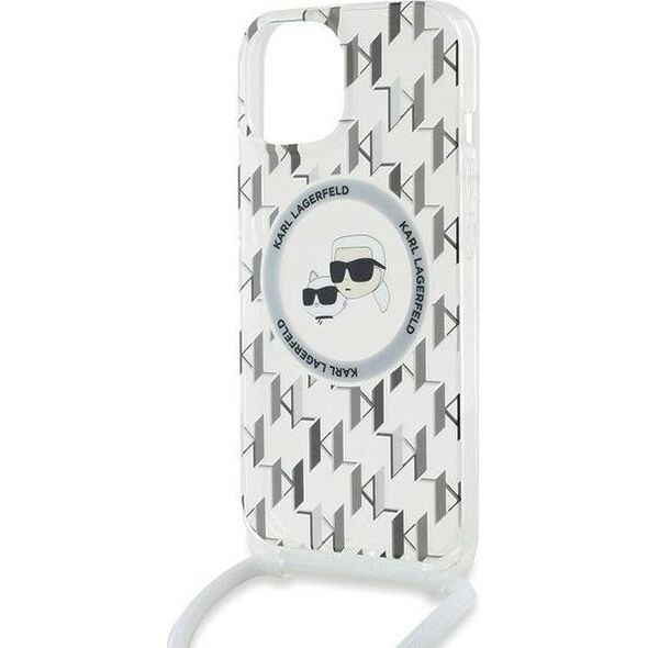 Karl Lagerfeld Karl Lagerfeld KLHMP15SHCKCKLCT iPhone 15 / 14 / 13 6.1" transparent hardcase IML Crossbody Monogram Karl & Choupette Head MagSafe