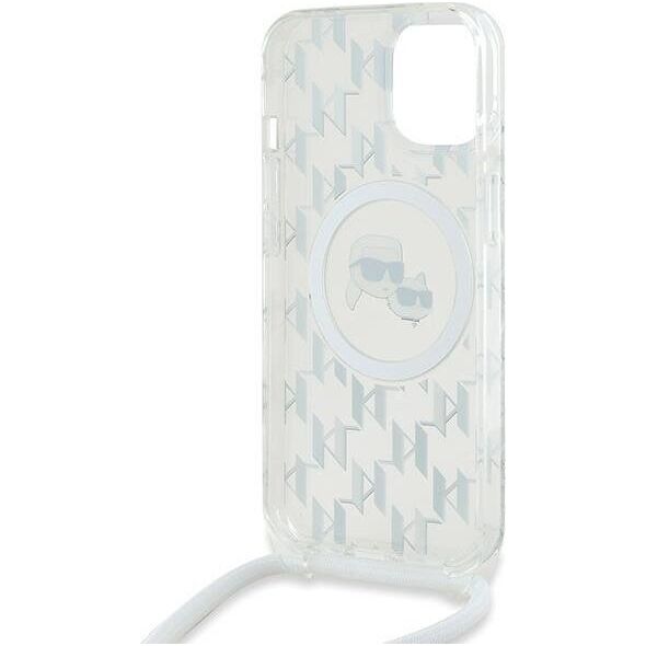 Karl Lagerfeld Karl Lagerfeld KLHMP15SHCKCKLCT iPhone 15 / 14 / 13 6.1" transparent hardcase IML Crossbody Monogram Karl & Choupette Head MagSafe