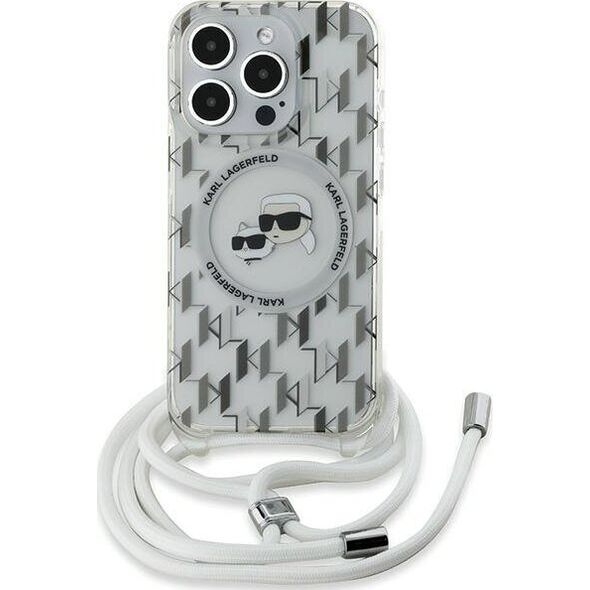 Karl Lagerfeld Karl Lagerfeld KLHMP15LHCKCKLCT iPhone 15 Pro 6.1" transparent hardcase IML Crossbody Monogram Karl & Choupette Head MagSafe