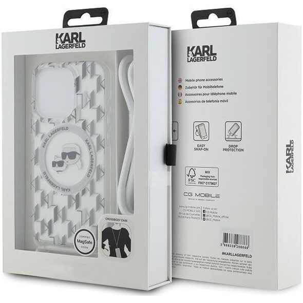 Karl Lagerfeld Karl Lagerfeld KLHMP15LHCKCKLCT iPhone 15 Pro 6.1" transparent hardcase IML Crossbody Monogram Karl & Choupette Head MagSafe