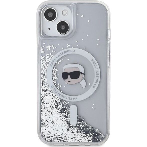 Karl Lagerfeld Karl Lagerfeld KLHMP15SLGKISGH iPhone 15 / 14 / 13 6.1" hardcase transparent Liquid Glitter Karl Head Magsafe