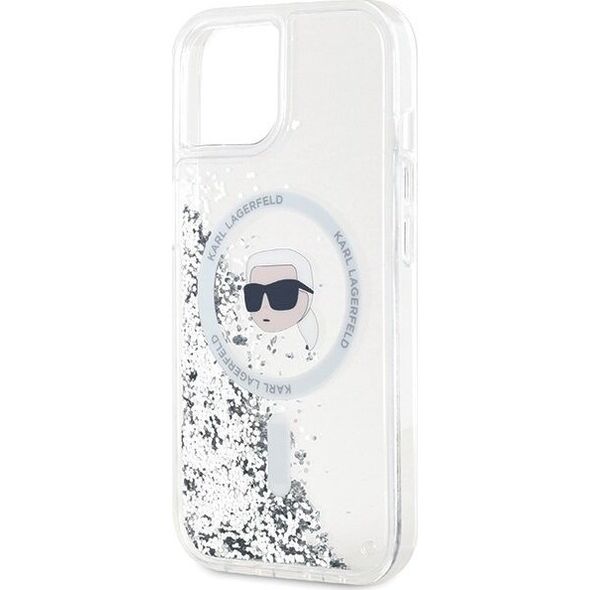 Karl Lagerfeld Karl Lagerfeld KLHMP15SLGKISGH iPhone 15 / 14 / 13 6.1" hardcase transparent Liquid Glitter Karl Head Magsafe