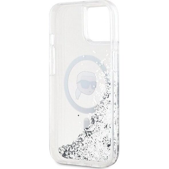 Karl Lagerfeld Karl Lagerfeld KLHMP15SLGKISGH iPhone 15 / 14 / 13 6.1" hardcase transparent Liquid Glitter Karl Head Magsafe
