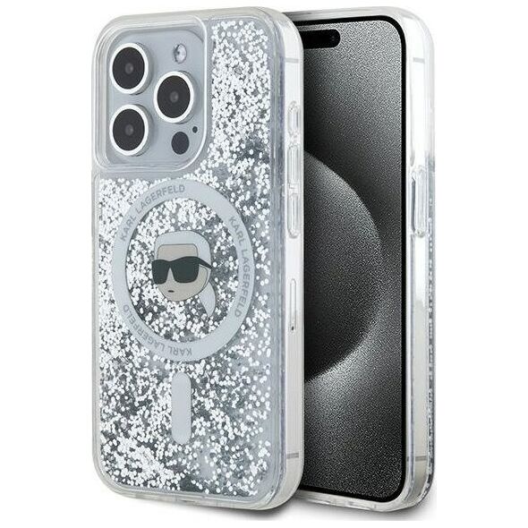 Karl Lagerfeld Karl Lagerfeld KLHMP15XLGKISGH iPhone 15 Pro Max 6.7" hardcase transparent Liquid Glitter Karl Head Magsafe
