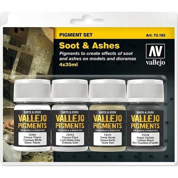 Vallejo Vallejo: 73.193 - Pigment Set -Soot & Ashes (4x35 ml)