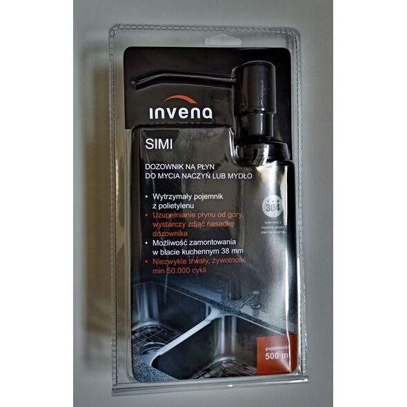 Dozownik do mydła Sourcing DISPENSER FOR LIQUID SOAP BLACK INVENA