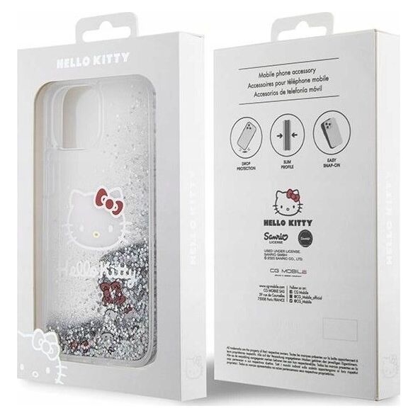 Sourcing Hello Kitty HKHCP14SLIKHET iPhone 14 / 15 / 13 6.1" silver/silver hardcase Liquid Glitter Charms Kitty Head
