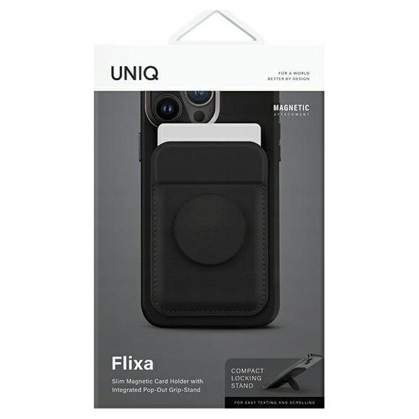 Uniq UNIQ Flixa magnetic card wallet with stand black/jet black MagSafe