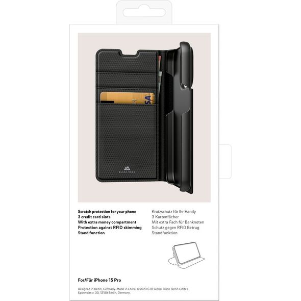 BLACK ROCK Black Rock The Classic, Wallet case, Apple, iPhone 15 Pro, 15.5 cm (6.12"), Black