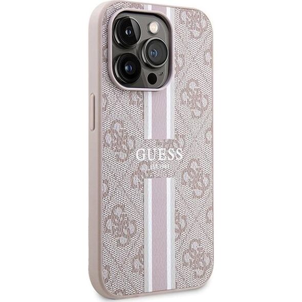 Guess Guess 4G Printed Stripes MagSafe - Etui iPhone 15 Pro (różowy)