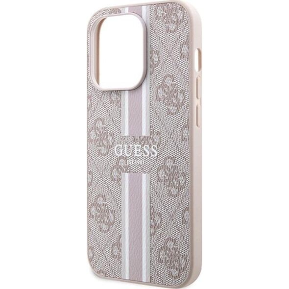 Guess Guess 4G Printed Stripes MagSafe - Etui iPhone 15 Pro (różowy)