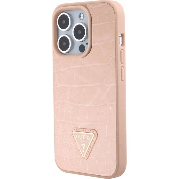 Guess Guess GUHCP15LPCRTHCP iPhone 15 Pro 6.1" pink/pink hardcase Croco Triangle Metal Logo