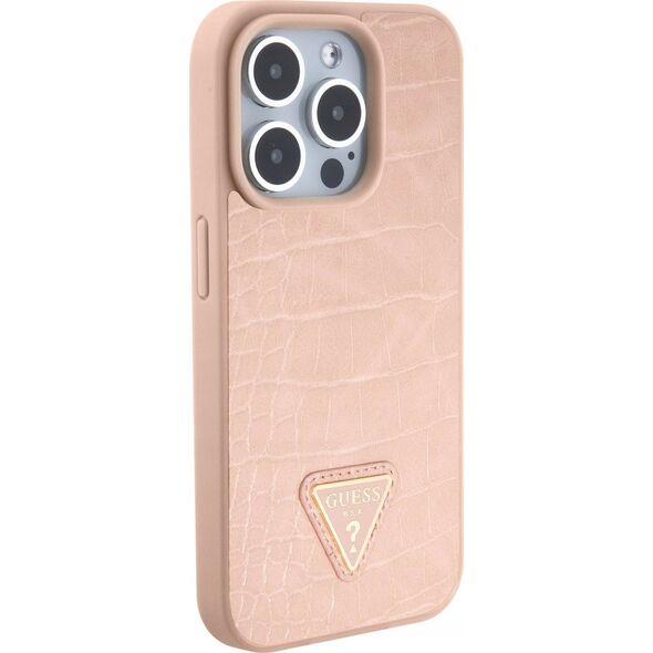 Guess Guess GUHCP15LPCRTHCP iPhone 15 Pro 6.1" pink/pink hardcase Croco Triangle Metal Logo