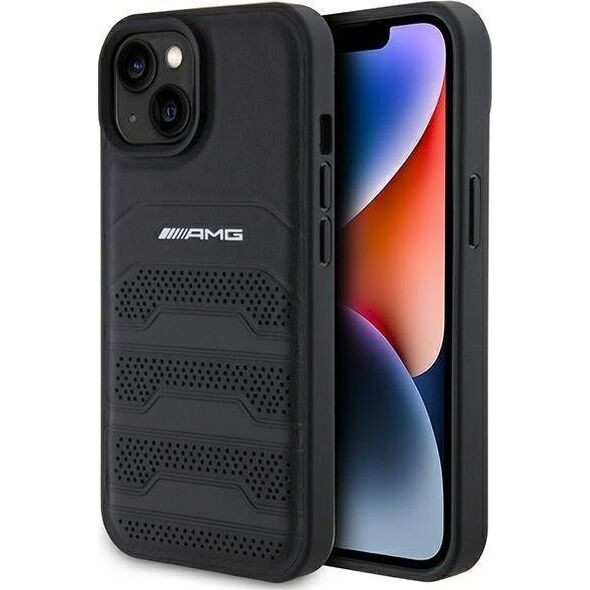 Mercedes AMG AMHCP15MGSEBK iPhone 15 Plus / 14 Plus 6.7" czarny/black hardcase Leather Debossed Lines