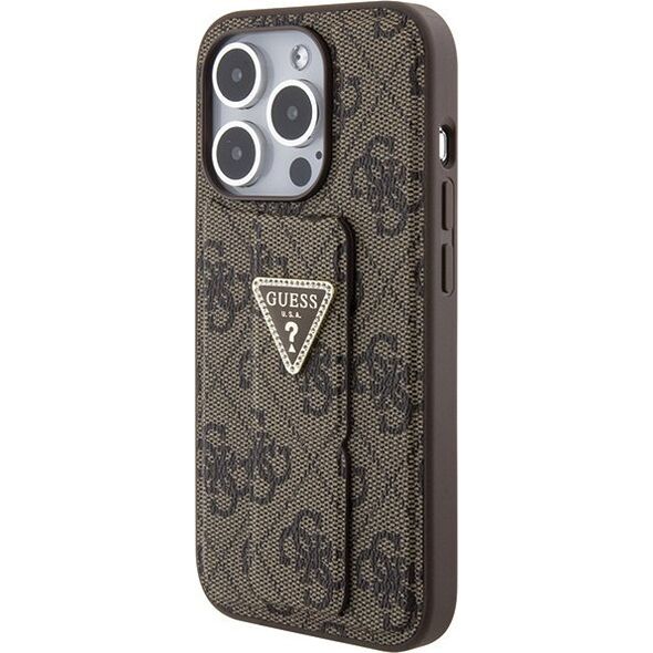 Guess Guess GUHCP15XPGS4TDW iPhone 15 Pro Max 6.7" brązowy/brown hardcase Grip Stand 4G Triangle Strass
