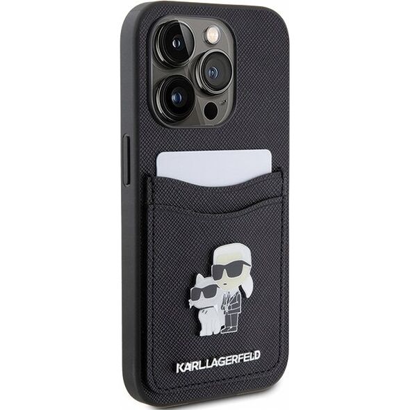 Karl Lagerfeld Karl Lagerfeld KLHCP15LSAPKCNPK iPhone 15 Pro 6.1" czarny/black hardcase Saffiano Cardslot Karl&Choupette Metal Pin