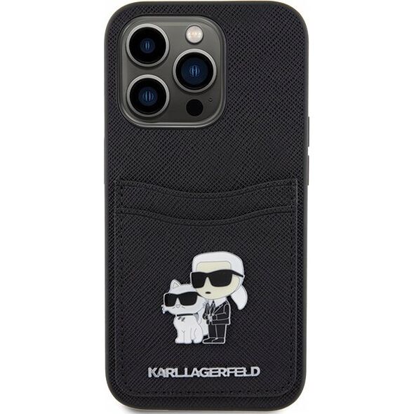Karl Lagerfeld Karl Lagerfeld KLHCP15LSAPKCNPK iPhone 15 Pro 6.1" czarny/black hardcase Saffiano Cardslot Karl&Choupette Metal Pin