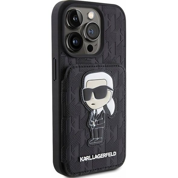 Karl Lagerfeld Karl Lagerfeld KLHCP15XSAKKNSCK iPhone 15 Pro Max 6.7" czarny/black hardcase Saffiano Cardslots and Stand Monogram Ikonik Patch