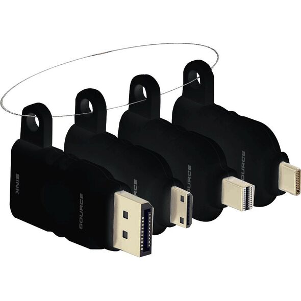 Adapter AV Vision VISION Professional installationstauglicher Multi-Adapter-Schlusselring - 30 JAHRE GARANTIE - vier Adapter: Mini-DisplayPort zu HDMI / DisplayPort zu HDMI / Mini-HDMI zu HDMI / USB-C zu HDMI - 4K - mDP (M) / DP (M) / USB-C (M) / mHDMI (M