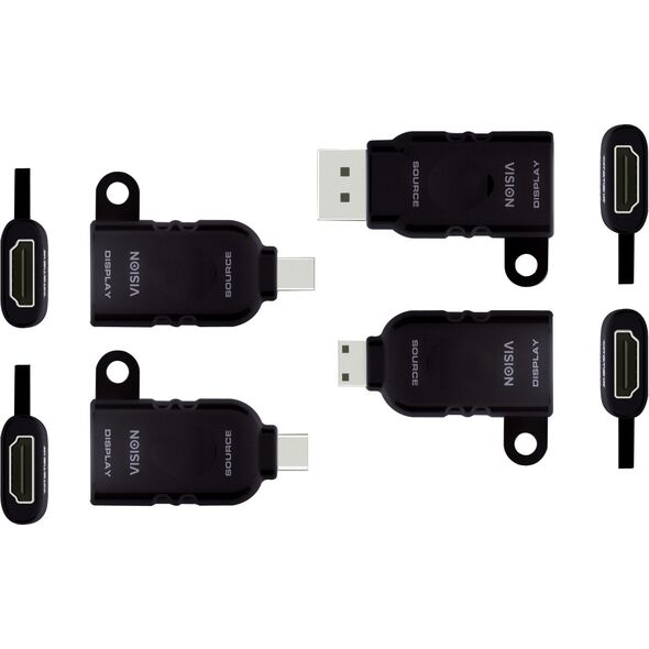 Adapter AV Vision VISION Professional installationstauglicher Multi-Adapter-Schlusselring - 30 JAHRE GARANTIE - vier Adapter: Mini-DisplayPort zu HDMI / DisplayPort zu HDMI / Mini-HDMI zu HDMI / USB-C zu HDMI - 4K - mDP (M) / DP (M) / USB-C (M) / mHDMI (M