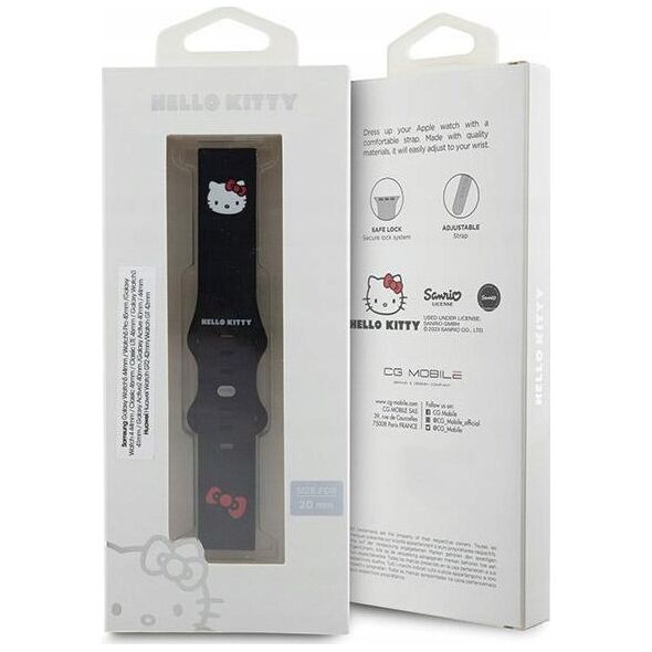 Sourcing Hello Kitty Universal Strap HKUWMSCHBLK Silicone Kitty Head black/black 20mm