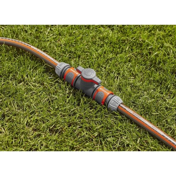 Gardena Gardena Coupling with Flow-Control Valve, valve, Drip irrigation system, Plastic, Grey, Orange, Male/Male, 1 pc(s)
