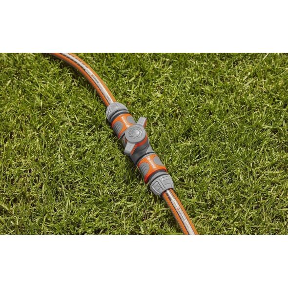 Gardena Gardena Coupling with Flow-Control Valve, valve, Drip irrigation system, Plastic, Grey, Orange, Male/Male, 1 pc(s)