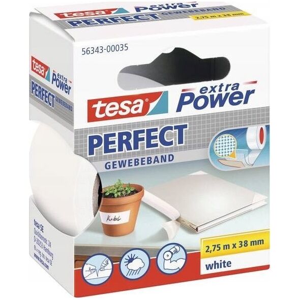 Tesa tesa extra Power Perfect Gewebeband 2,75m 38mm weiß
