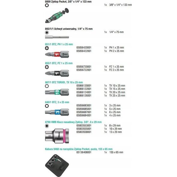 Zestaw narzędzi Wera Wera 8009 Zyklop Pocket Set 2