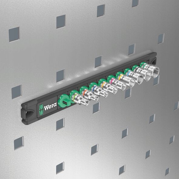 Wera Wera A 4 socket magnet strip Zyklop socket set 1/4 (black/green, 9 pieces)