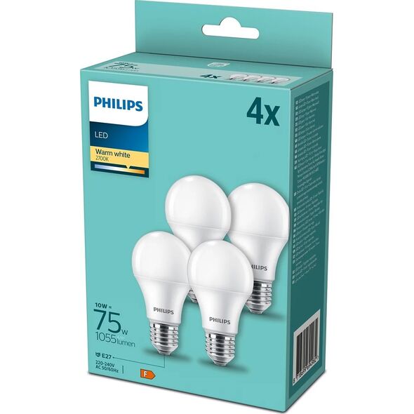 Philips Philips LED Lamp E27 4 pcs. Set 10W (75W) 2700K