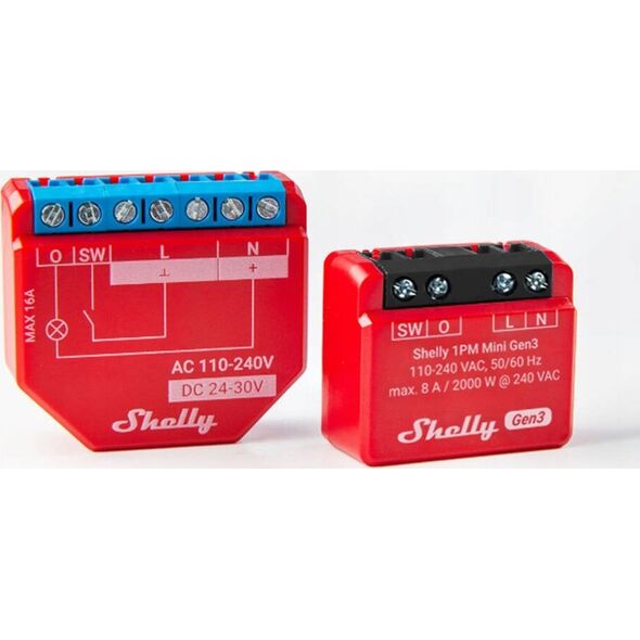 Shelly Shelly Plus 1PM Mini Gen3, relay (red)