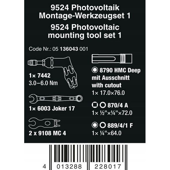 Wera Wera 9524 Photovoltaic Mounting Tool Set 1