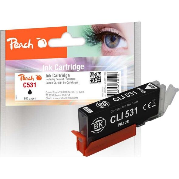 Peach Peach Patrone Canon CLI-531, 6118B001 photo black kompatibel