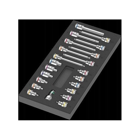 Zestaw narzędzi Wera Wera 9723 foam insert Zyklop B 3/8 bit socket set 1, 22 pieces, tool set (black/grey, in foam insert for workshop trolley)