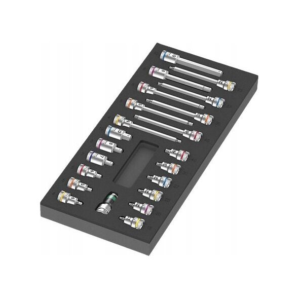 Zestaw narzędzi Wera Wera 9723 foam insert Zyklop B 3/8 bit socket set 1, 22 pieces, tool set (black/grey, in foam insert for workshop trolley)