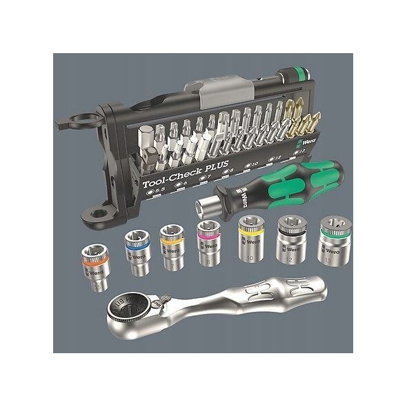 Zestaw narzędzi Wera Wera 9750 Kraftform Compact and Tool-Check PLUS Set 1, 57-piece tool set (black/green, socket wrench and bit set, in foam insert for workshop trolley)