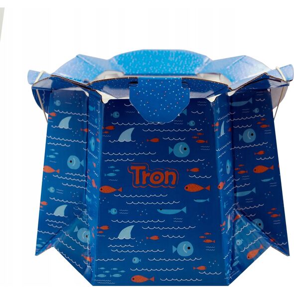 Tron Tron, Jednorazowy, biodegradowalny nocnik-idealny w podróży, niebieski w rybki