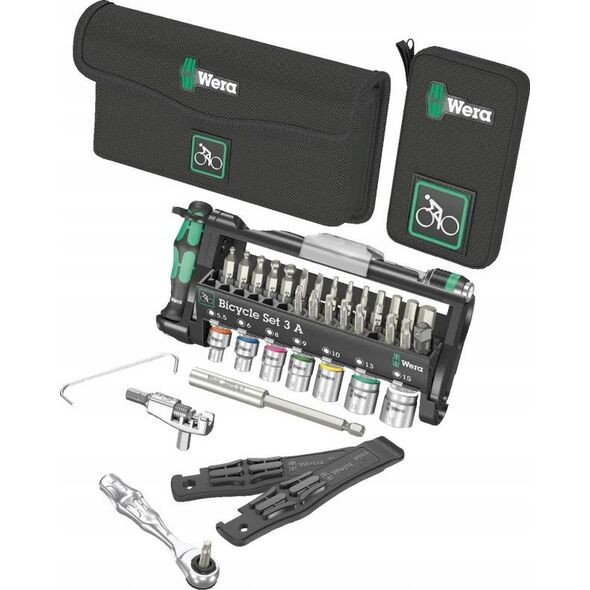 Zestaw narzędzi Wera Wera Bicycle Set 3 A, 40-piece, tool set (black/green, including reversible bit ratchet, 1/4)