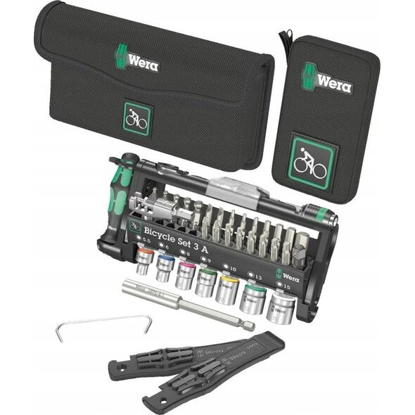Zestaw narzędzi Wera Wera Bicycle Set 3 A, 40-piece, tool set (black/green, including reversible bit ratchet, 1/4)