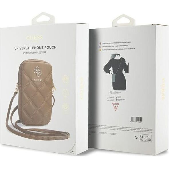 Guess Guess Zip Quilted 4G - Torebka na telefon (brązowy)