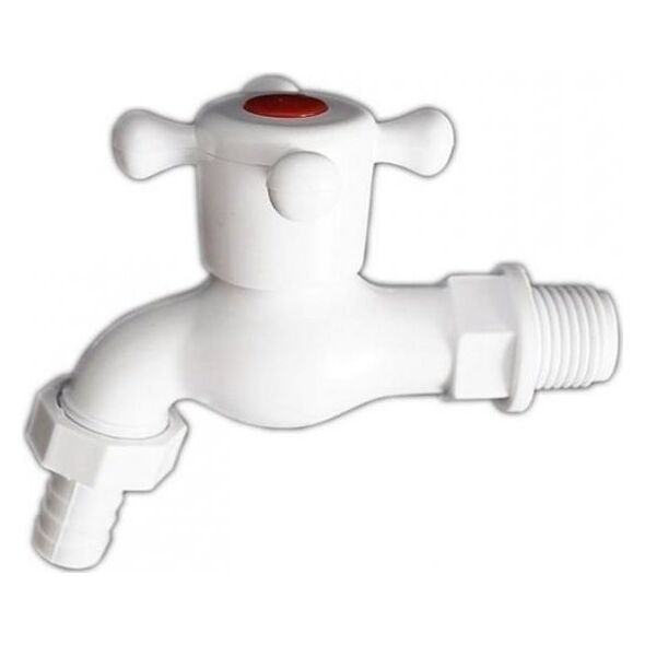 UN KRAN - ZAWÓR CZERPALNY-ODCINAJĄCY PLASTIKOWY 3/4'' BIAŁY (1 SZT)