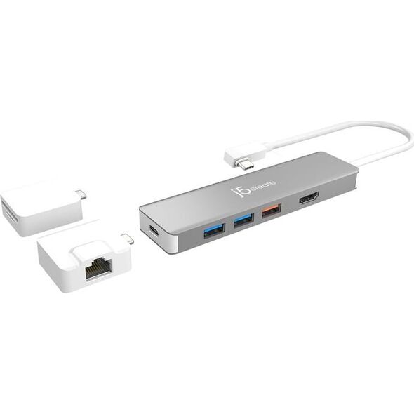 HUB USB Triton j5create JCD375 huby i koncentratory USB 3.2 Gen 2 (3.1 Gen 2) Type-C 10000 Mbit/s Srebrny, Biały