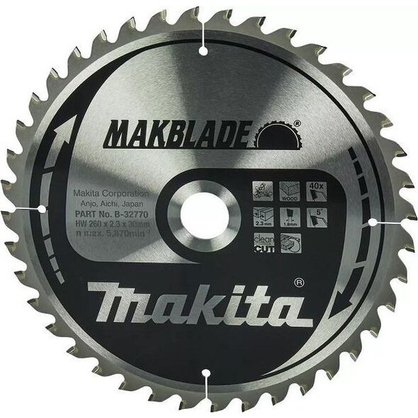 Makita PIŁA SPIEKOWA DO DREWNA 260*30/40Z (1 SZT)