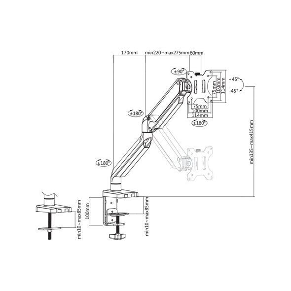 Deltaco Uchwyt biurkowy na monitor 17" - 32" (ARM-0350)