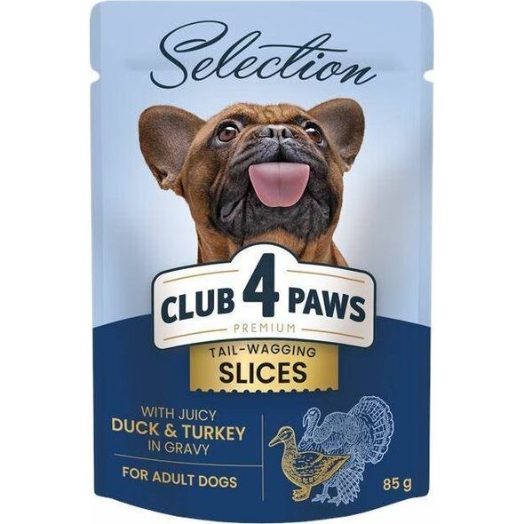 Club 4 Paws Club4Ł Pies 85g Plastry Kaczka Indyk w Sosie
