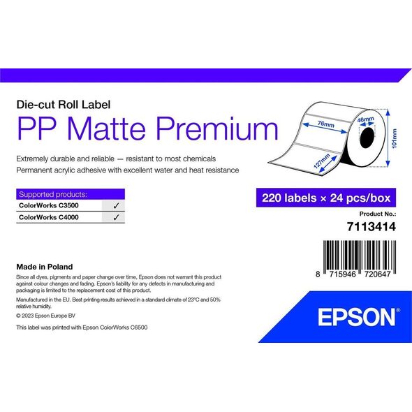 Epson Epson 7113414 etykiet do nadruku Biały Samoprzylepne etykiety do drukowania