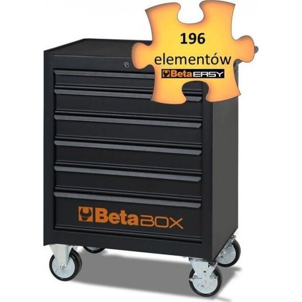 Wózek narzędziowy BETA WÓZEK NARZĘDZIOWY Z 6 SZUFLADAMI CZARNY C04BOX+196 NARZĘDZI (1 KPL)