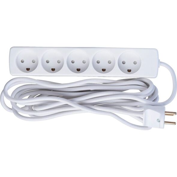 Kabel zasilający MicroConnect Microconnect GRU0055WDK rozgałęziacz 5 m 5 x gniazdo sieciowe Wewnętrzna Biały