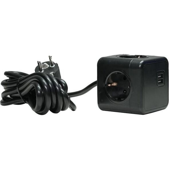Kabel zasilający MicroConnect Microconnect GRUCUBE2USB-B3 rozgałęziacz 3 m 3 x gniazdo sieciowe Wewnętrzna Czarny